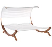 Beliani - Lit de Jardin - Teramo - en Bois de Larix et Tissu Polyester, Bois Fon