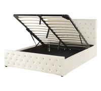 Lit Double en Velours Beige Clair 140 x 200 cm avec Sommier à Lattes et Coffre de Rangement Ultra Confortable et Élégant pour Chambre Glamour Beliani