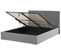 Beliani Lit Double avec Rangement en Velours Gris 160 x 200 cm MDF et Polyester pour Chambre Vion