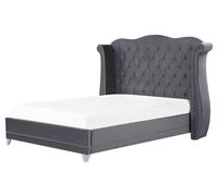 Beliani - Lit Double - Ayette - 160 x 200 cm, en Velours, Gris