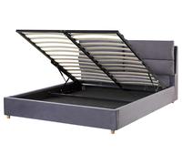 Beliani - Lit double - Batilly - 160 x 200 cm, en Velours, Gris