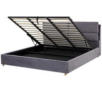 Beliani - Lit double - Batilly - 180 x 200 cm, en Velours, Gris