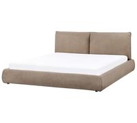 Beliani Lit Double en Tissu 180 x 200 cm Rembourré avec Sommier à Lattes Marron Vinay