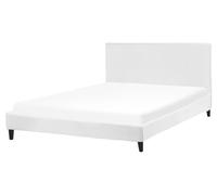 Beliani - Lit Double - Fitou - 160 x 200 cm, en Velours, Blanc