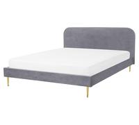 Beliani - Lit Double - Flayat - 160 x 200 cm en Velours, Gris