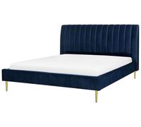 Beliani - Lit Double - Marville - 180 x 200 cm, en Velours, Bleu