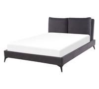 Beliani - Lit Double - Melle - 140 x 200 cm, en Chenille, Gris Foncé