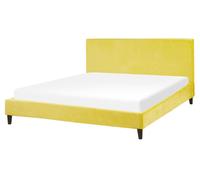 Beliani - Lit - Fitou - 160 x 200 cm, en Velours, Jaune