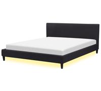 Beliani - Lit - Fitou - 180 x 200 cm, en Tissu, Noir, LED Blanc