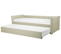 Beliani - Lit Gigogne - Libourne - 80 x 200 cm, en Tissu, Beige