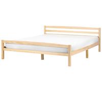 Beliani Lit Minimaliste Scandinave en Bois de Pin 180 x 200 cm avec Tête de Lit Marron Clair Echallon