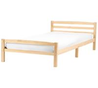 Beliani Lit Minimaliste Scandinave Simple en Bois de Pin 120 x 200 cm avec Tête de Lit Marron Clair Echallon