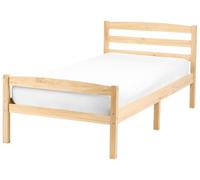 Beliani Lit Minimaliste Scandinave Simple en Bois de Pin 80 x 200 cm avec Tête de Lit Marron Clair Echallon