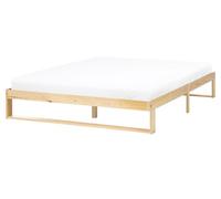 Beliani Lit Minimaliste Scandinave Simple en Bois de Pin 90 x 200 cm avec Tête de Lit Marron Clair Echallon
