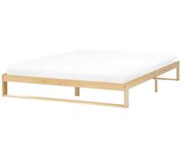 Beliani Lit Minimaliste Scandinave Simple en Bois de Pin 90 x 200 cm avec Tête de Lit Marron Clair Echallon