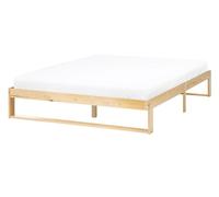 Beliani Lit Minimaliste Scandinave Simple en Bois de Pin 90 x 200 cm avec Tête de Lit Marron Clair Echallon