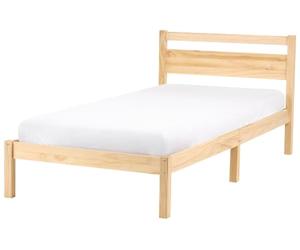 Beliani Lit Minimaliste Scandinave Simple en Bois de Pin 90 x 200 cm avec Tête de Lit Marron Clair Echallon