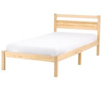 Beliani Lit Minimaliste Scandinave Simple en Pin 90 x 200 cm avec Tête de Lit Marron Clair Mercurer