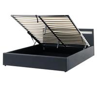 Beliani Lit Ottoman en Simili Cuir 160 x 200 cm Rembourré avec Rangement Sommier à Lattes LED Multicolore Noir Armelle