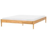 Beliani Lit sans Tête de Bois de Pin Marron Clair de 180x200 | Scandinave, Laminé, À assembler entièrement, Charge Max 220 kg, 188 x 211 x 38 cm