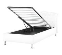 Beliani - Lit simple avec rangement en simili-cuir blanc 90 x 200 cm METZ
