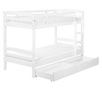 Beliani Lit Superposé en Bois Blanc 90 x 200 cm avec 2 Tiroirs de Rangement de Style Minimaliste pour Chambre Moderne ou Scandinave
