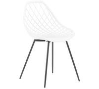 Beliani Lot 2 Chaises Design Blanches en Plastique Blanc et Métal Noir Robustes et Confortables pour Salon ou Salle à Manger Minimaliste et Scandinave