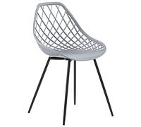 Beliani Lot 2 Chaises Design Blanches en Plastique Gris Clair et Métal Noir Robustes et Confortables pour Salon ou Salle à Manger Scandinave