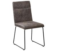 Beliani Lot 2 Chaises en Tissu Effet Cuir Gris Foncé et Structure en Métal Noir Élégantes et Intemporelles pour Salle à Manger au Design Moderne