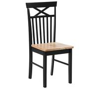 Beliani Lot 2 Chaises Noires en Bois Naturel de Qualité Design Simple et Universel pour Chaque Salle à Manger ou Cuisine Contemporaine