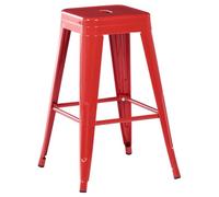 Beliani Lot 2 Chaises Tabourets de Bar Industriels en Acier Rouge 60 cm Empilables et Pratiques pour Cuisine ou Salle à Manger au Design Moderne