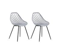 Beliani - Lot de 2 Chaises - Canton - Matière Synthétique et Métal, Gris Clair e
