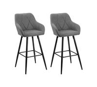 Lot de 2 chaises de bar grises DARIEN - BELIANI - Contemporain - Avec accoudoirs - Pieds en métal