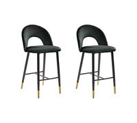 Beliani - Lot de 2 Chaises de Bar - Falton - Velours et Acier, Noir