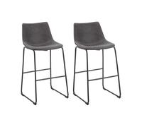 Beliani - Lot de 2 Chaises de Bar - Franks - Tissu, Gris