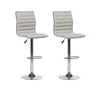 Beliani - Lot de 2 Chaises de Bar - Lucerne - Métal et Tissu, Beige