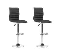 Beliani - Lot de 2 Chaises de Bar - Lucerne - Métal et Tissu, Noir