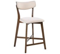 Beliani Lot de 2 Chaises de Bar sans Accoudoirs Assise en Tissu Marron et Blanc Cassé Yuma