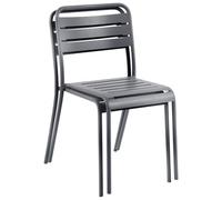 Beliani Lot de 2 Chaises de Jardin en Métal sans Accoudoirs Empilables Gris Foncé Lefkada