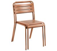 Beliani Lot de 2 Chaises de Jardin en Métal sans Accoudoirs Empilables Marron Lefkada