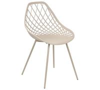 Beliani Lot de 2 Chaises de Repas en Matière Synthétique Beige Treillis Ajouré Canton II