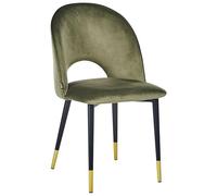 Beliani Lot de 2 Chaises de Repas Rétro Glamour en Velours Vert Olive et Pieds en Métal Noir Magalia