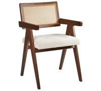Beliani Lot de 2 Chaises de Salle à Manger en Bou adre en Bois d'Hévéa Meuble de Cuisine Marron et Beige Clair Ava
