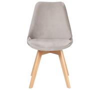 Beliani Lot de 2 Chaises de Salle à Manger en Velours Taupe et Bois de Hêtre Dakota