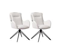 Beliani Lot de 2 Chaises de Salle à Manger Moderne en Tissu Rembourrées Pieds en Métal Noir Beige Clair Avelar