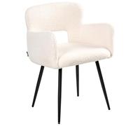 Beliani Lot de 2 Chaises de Salle à Manger Modernes avec Accoudoirs et Assise Rembourrage Touffeté en Tissu Bou lanc Sanilac