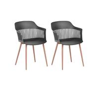 Beliani - Lot de 2 Chaises de Salle à Manger , Noir et Bois Clair