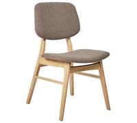 Beliani Lot de 2 Chaises de Salle à Manger Rétro sans Accoudoirs Assise en Tissu Bouclé Taupe Structure Marron Clair Elaine