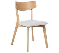 Beliani Lot de 2 Chaises de Salle à Manger Rétro sans Accoudoirs Assise en Tissu Gris Structure Marron Clair Holly