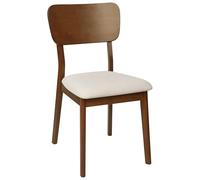 Beliani Lot de 2 Chaises en Bois Foncé Salle à Manger Assise Tapissée Coussins Beige Clair Minier